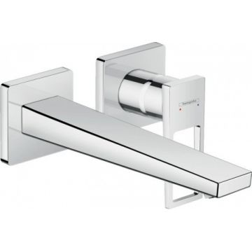 Baterie lavoar Hansgrohe Metropol de perete, pipa 225mm, cu levier decupat