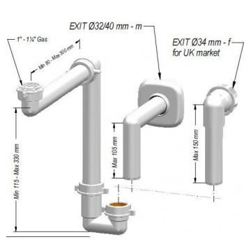 Sifon lavoar Ideal Standard pentru spatii inguste