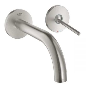 Baterie lavoar pe perete supersteel Grohe Atrio crom mat