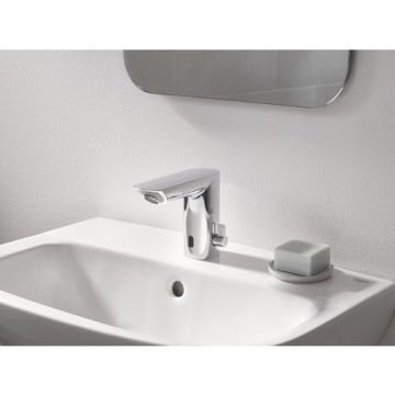 Baterie lavoar senzor Grohe Bau Cosmo E, cu mixare, crom, furtune flexibile,alimentare priza-36453000