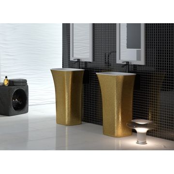 Lavoar free-standing Besco Assos Glam 40x50x85cm compozit mineral Gold