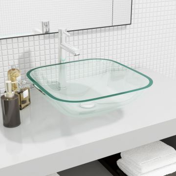 vidaXL Chiuvetă, transparent, 42x42x14 cm, sticlă