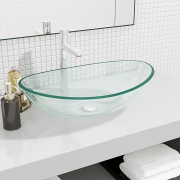 vidaXL Chiuvetă, transparent, 54,5x35x15,5 cm, sticlă securizată