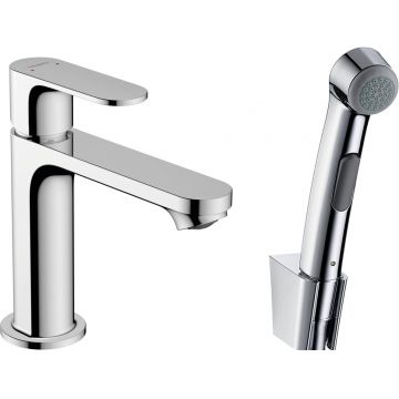 Baterie lavoar Hansgrohe Rebris S 110 EcoSmart cu dus tip bideu pentru igiena intima fara ventil crom