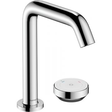 Baterie lavoar Hansgrohe Tecturis S 150 CoolStart EcoSmart+ din doua elemente montare pe lavoar actionare rotativa crom