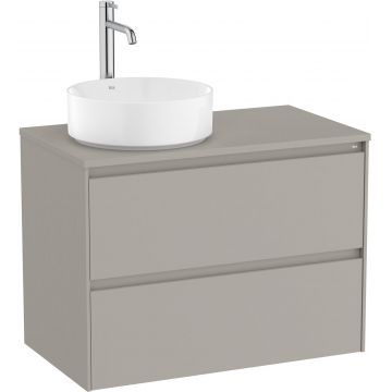 Dulap baza Roca Ona cu doua sertare 80cm pentru lavoar pe blat stanga gri mat