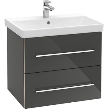 Dulap baza suspendat Villeroy & Boch Avento 580x514x452 mm cu doua sertare negru Crystal