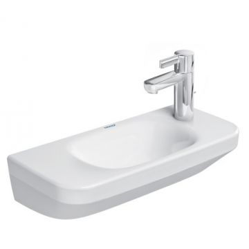 Lavoar asimetric Duravit DuraStyle 56x22cm orificiu baterie dreapta fara preaplin WonderGliss alb