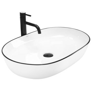 Lavoar ceramic pentru blat Rea CLEO white Black edge