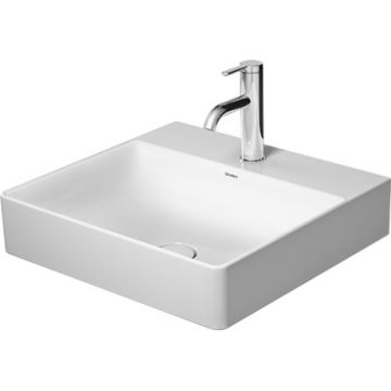 Lavoar Duravit DuraSquare 50x47cm fara preaplin montare pe mobilier cu capac ceramic pentru ventil inclus alb