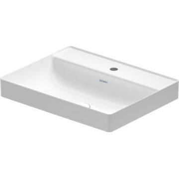 Lavoar Duravit DuraSquare 59x47cm fara preaplin montare pe blat cu capac ceramic pentru ventil inclus alb