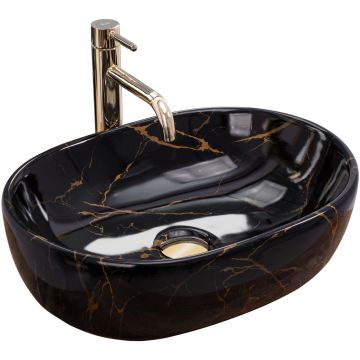 Lavoar pe blat Rea Amelia Black Marble shiny