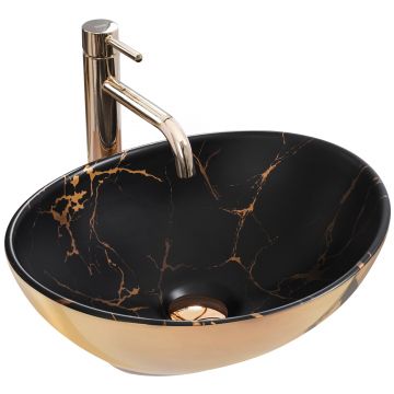 Lavoar pe blat Rea Sofia in marble mat Black Gold