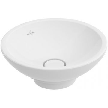 Lavoar rotund tip bol Villeroy & Boch Loop&Friends Ceramic Plus 38cm cu preaplin ventil ceramic montare pe blat alb Alpin