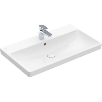 Lavoar Villeroy & Boch Avento CeramicPlus 80x47 cu preaplin montare pe mobilier alb Alpin