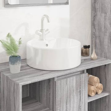 vidaXL Chiuvetă de baie, alb, 40x14,5 cm, ceramică, rotundă