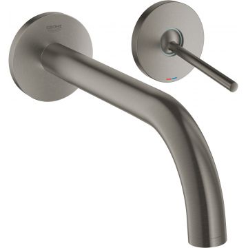 Baterie lavoar Grohe Atrio din 2 elemente pipa 221mm de perete necesita corp ingropat necesita corp ingropat brushed hard graphite