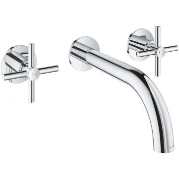 Baterie lavoar Grohe Atrio din 3 elemente 180mm de perete manere cruce necesita corp ingropat crom