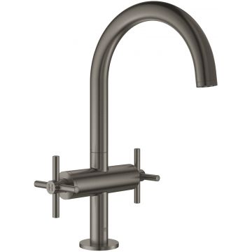 Baterie lavoar Grohe Atrio L cu dubla comanda manere in cruce brushed hard graphite