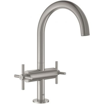 Baterie lavoar Grohe Atrio L cu dubla comanda manere in cruce supersteel