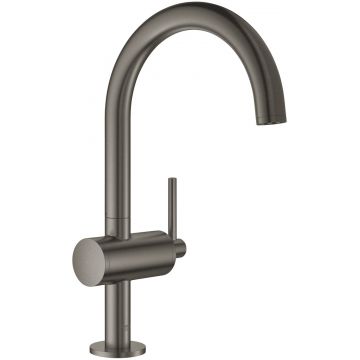 Baterie lavoar Grohe Atrio L cu pipa inalta ventil click-clack brushed hard graphite