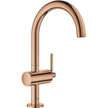 Baterie lavoar Grohe Atrio L cu pipa inalta ventil click-clack warm sunset