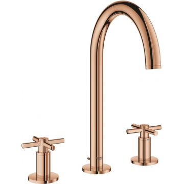 Baterie lavoar Grohe Atrio M din 3 elemente ventil pop-up manere cruce warm sunset