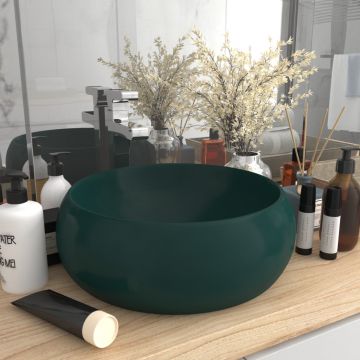 Chiuvetă baie lux verde inchis mat 40x15 cm ceramică rotund