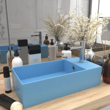 Chiuvetă de baie cu preaplin albastru deschis ceramică