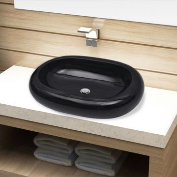 Chiuvetă de baie din ceramică ovală negru