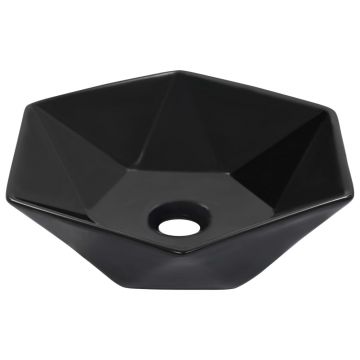 Chiuvetă de baie negru 41 x 365 x 12 cm ceramică