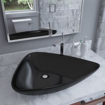 Chiuvetă din ceramică negru 645 x 455 x 115 mm triunghi