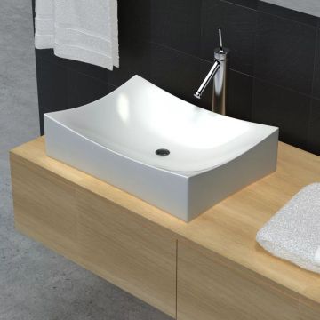 Chiuvetă din ceramică pentru baie high gloss Alb