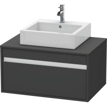 Dulap baza suspendat Duravit Ketho cu 1 sertar 80x55cm pentru lavoar pe blat grafit mat decor