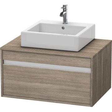 Dulap baza suspendat Duravit Ketho cu 1 sertar 80x55cm pentru lavoar pe blat stejar terra