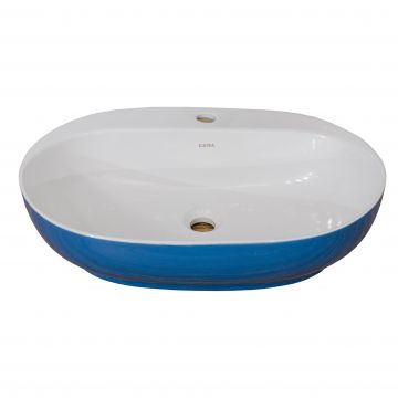 Lavoar oval Sanitop Apolo, montaj blat, ceramica, alb/albastru, 42.5 x 42.5 x 14.5 cm Lavoar oval Sanitop Apolo, montaj blat, ceramica, alb/albastru, 42.5 x 42.5 x 14.5 cm
