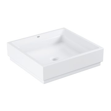 Lavoar tip bol Grohe Cube Ceramic 50cm fara orificiu baterie PureGuard alb