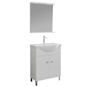 Set mobilier baie Savini Due Smart, masca + lavoar + oglinda, alb, 65 cm Set mobilier baie Savini Due Smart, masca + lavoar + oglinda, alb, 65 cm