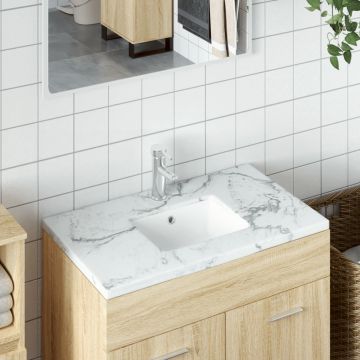 vidaXL Chiuvetă de baie, alb, 39x30x18,5 cm, pătrată, ceramică