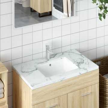 vidaXL Chiuvetă de baie, alb, 46,5x35x18 cm, pătrată, ceramică