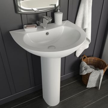 vidaXL Chiuvetă de baie cu piedestal, alb, 520x440x190 mm, ceramică