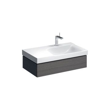 Dulap baza pentru lavoar cu blat suspendat sifon dreapta Geberit Xeno2 gri 1 sertar 88 cm
