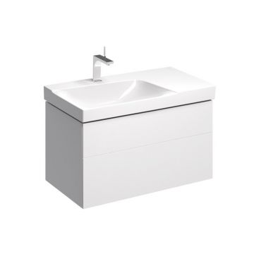 Dulap baza pentru lavoar cu blat suspendat sifon stanga Geberit Xeno2 alb 2 sertare 88 cm