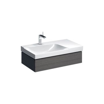 Dulap baza pentru lavoar cu blat suspendat sifon stanga Geberit Xeno2 gri 1 sertar 88 cm