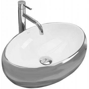 Lavoar alb/argintiu pe blat Rea Linda Silver 48,5 cm