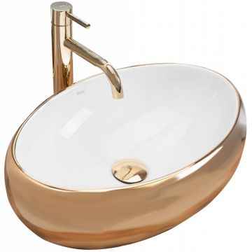 Lavoar alb/auriu pe blat Rea Linda Gold White 48,3 cm