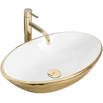 Lavoar alb/auriu pe blat Rea Pamela Gold 46,5 cm