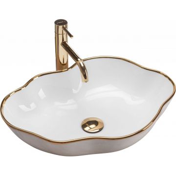 Lavoar alb/auriu pe blat Rea Pearl Gold Edge 51,5 cm