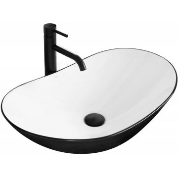 Lavoar alb/negru pe blat Royal 63 cm