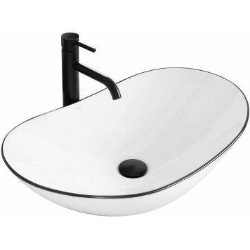 Lavoar alb pe blat Rea Royal Black Edge 62,5 cm